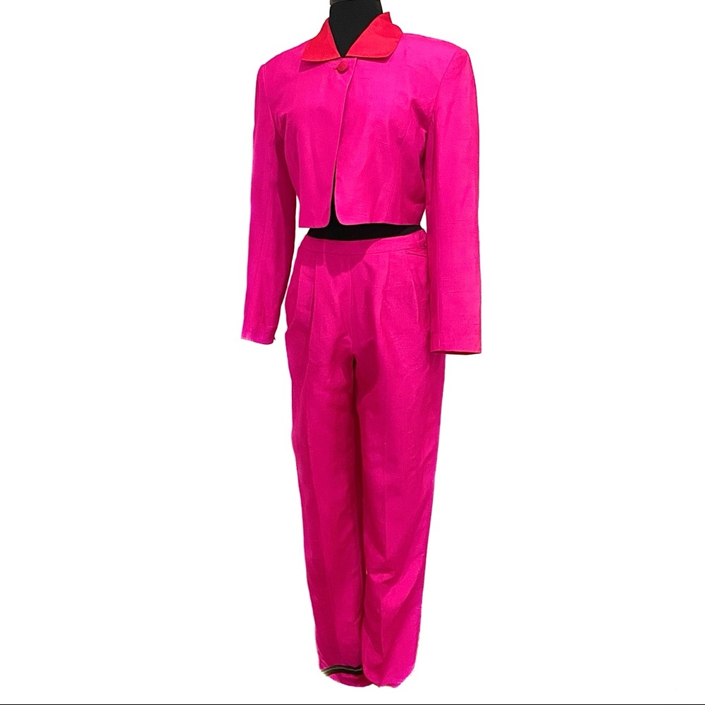 Vintage 100% Silk Designer Pants Suit